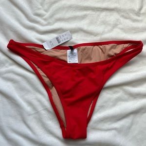J Crew red bikini bottoms size M never worn, tags attached